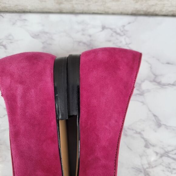 Talbots Ryan Raspberry Novelty Pink Suede Flats with Gold Sequin Heart Detail - Picture 7 of 12